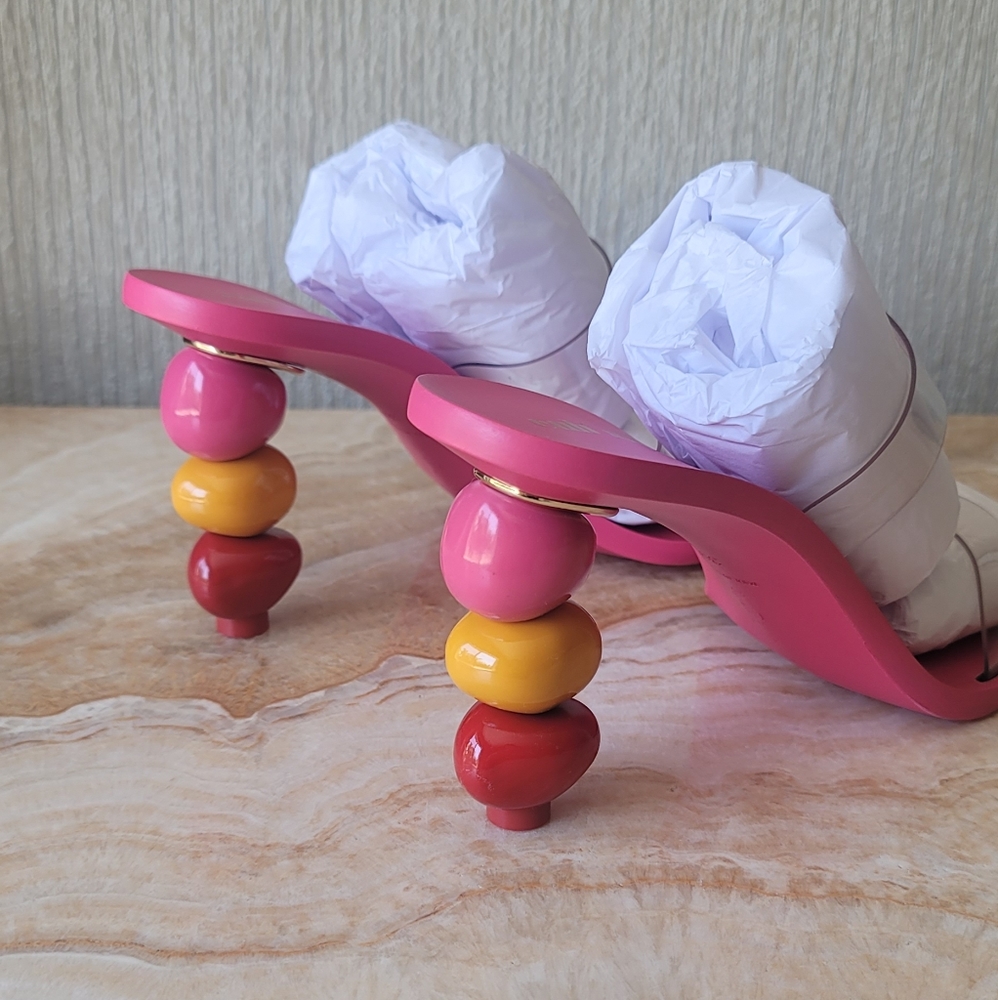 Cult Gaia Meta Stone Heel Sandals in Qajar Rose Multi MSRP $428 - Picture 11 of 15
